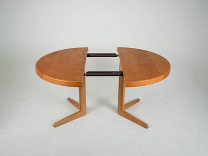 Vintage Ausziehtisch Eiche rund von Bramin, Mid-Century