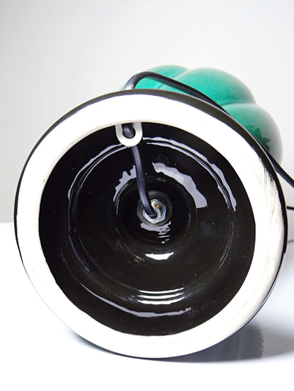 Vintage Tischlampe Mathias, Keramik grün und schwarz, 1970er Jahre