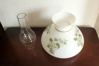 Vintage Tischlampe Landhaus-Stil aus Metall, Holz und Glas, 80er Jahre