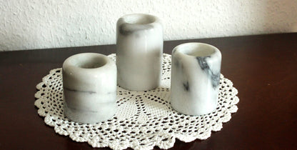 Set von 3 Vintage Kerzenhalter aus Marmor
