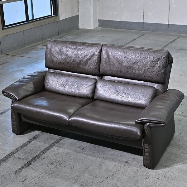 Vintage Sofa LUGANO von erpo, 2-Sitzer, verstellbar, Leder
