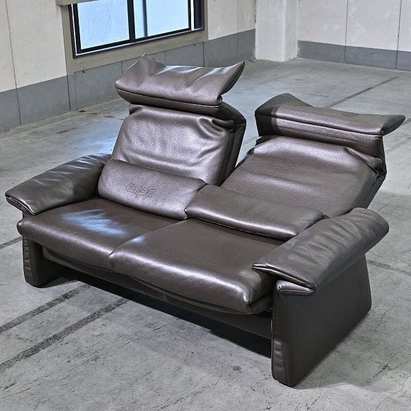 Vintage Sofa LUGANO von erpo, 2-Sitzer, verstellbar, Leder