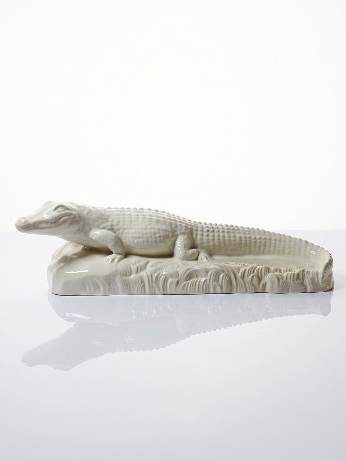 Vintage Skulptur "Krokodil" von Sarreguemines, Art Déco