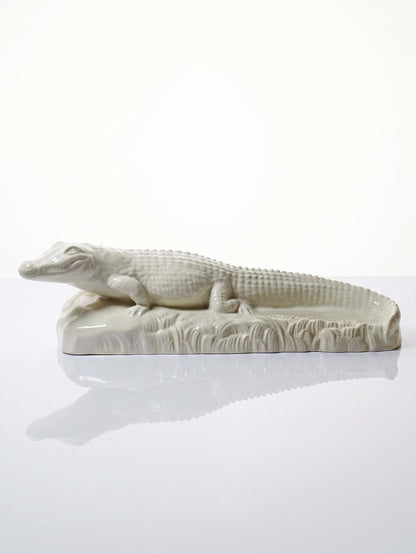 Vintage Skulptur "Krokodil" von Sarreguemines, Art Déco