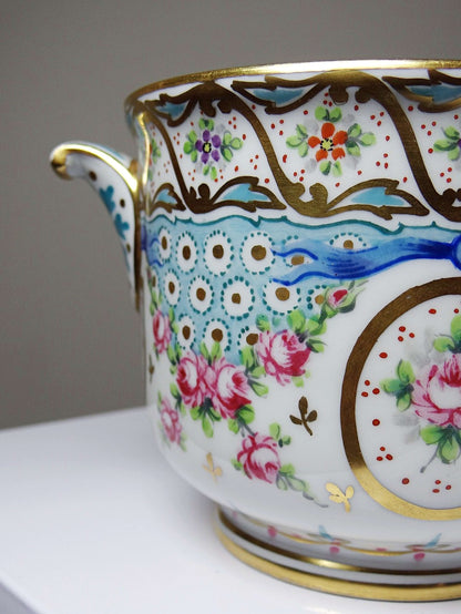 Vintage Porzellan-Übertopf von M. Carpezat Limoges, handbemalt, Art Nouveau