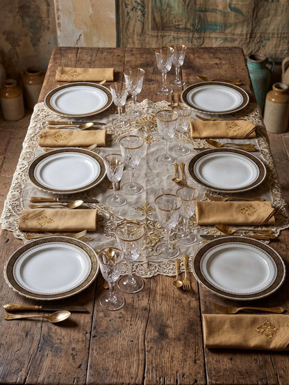 Set von 6 Vintage Teller ADP Royal Limoges mit Golddekor