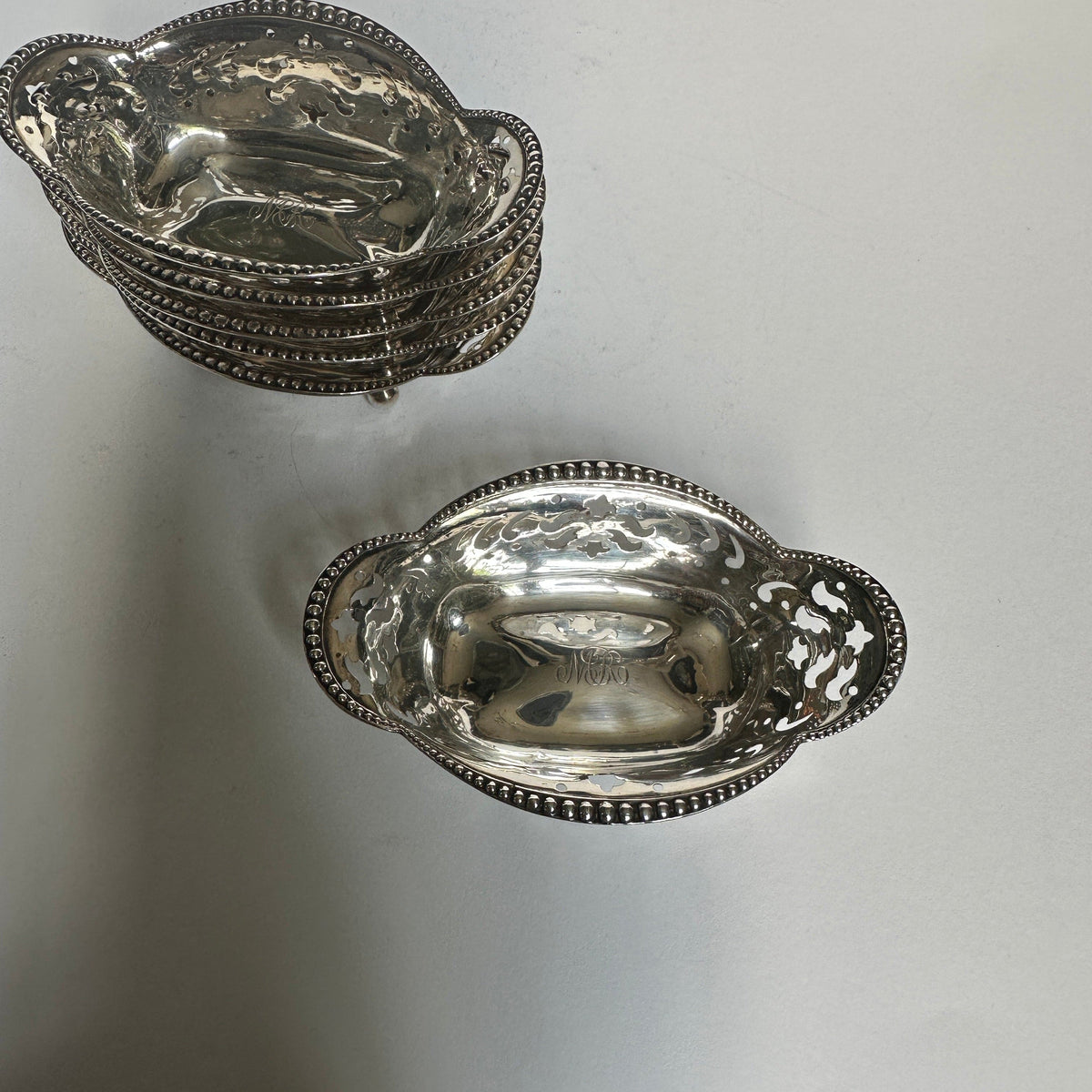 Bols vintage en argent sterling ajouré par Tiffany+Co, lot de 6