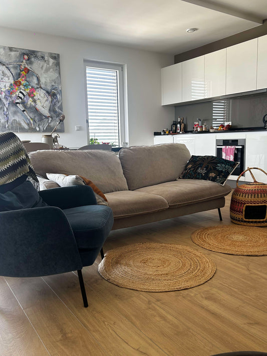 Vintage 3-Sitzer Sofa Fiona für SITS Malibu Velvet Beige schwarz