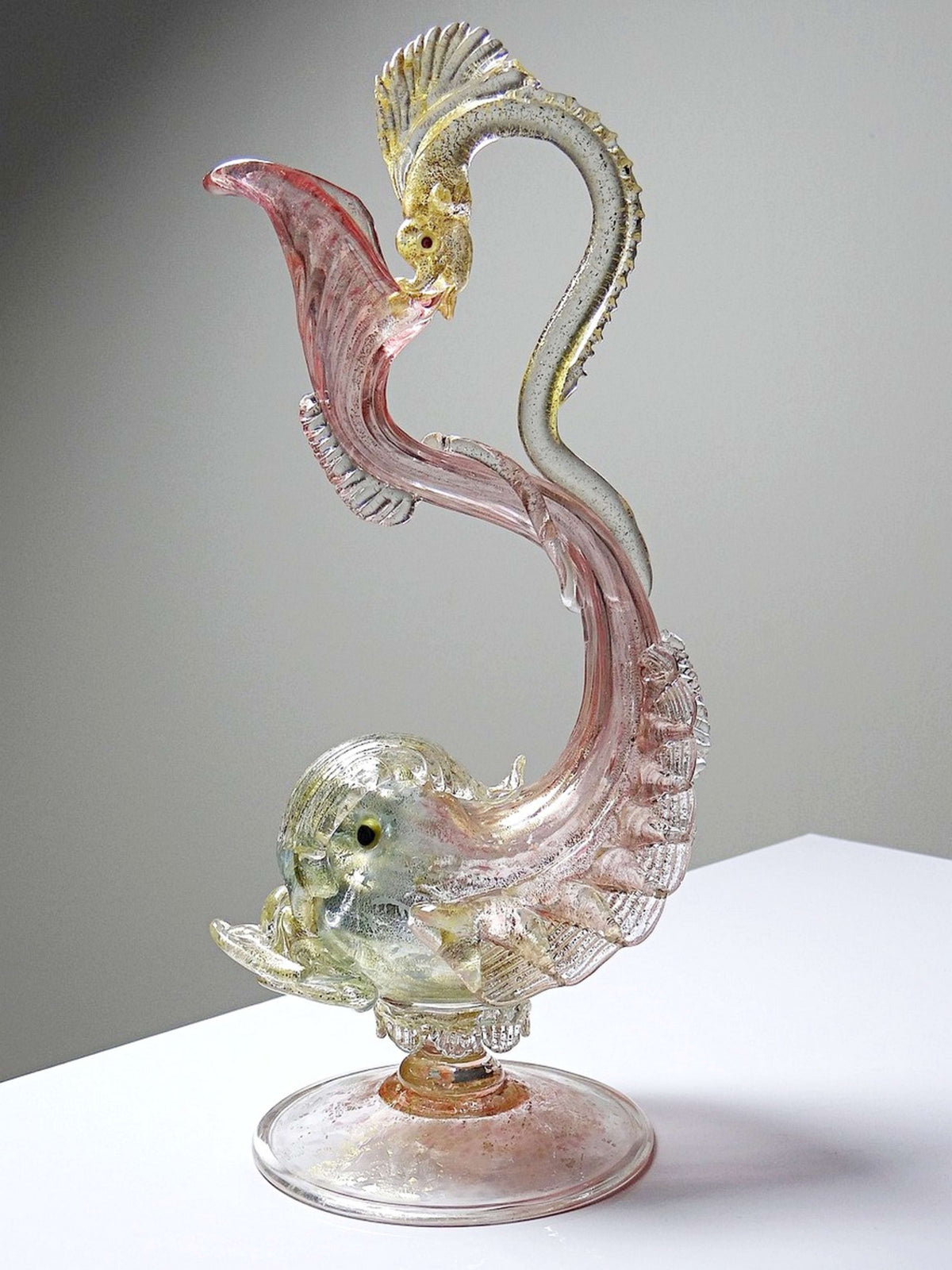 Vintage Krug "Delphin" von Antonio Salviati, Murano Glas