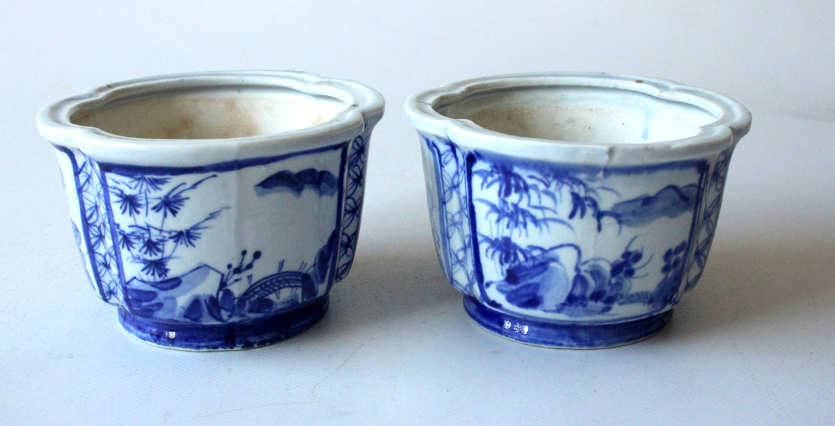 Set von 2 Vintage Blumentöpfe im asiatischen Stil