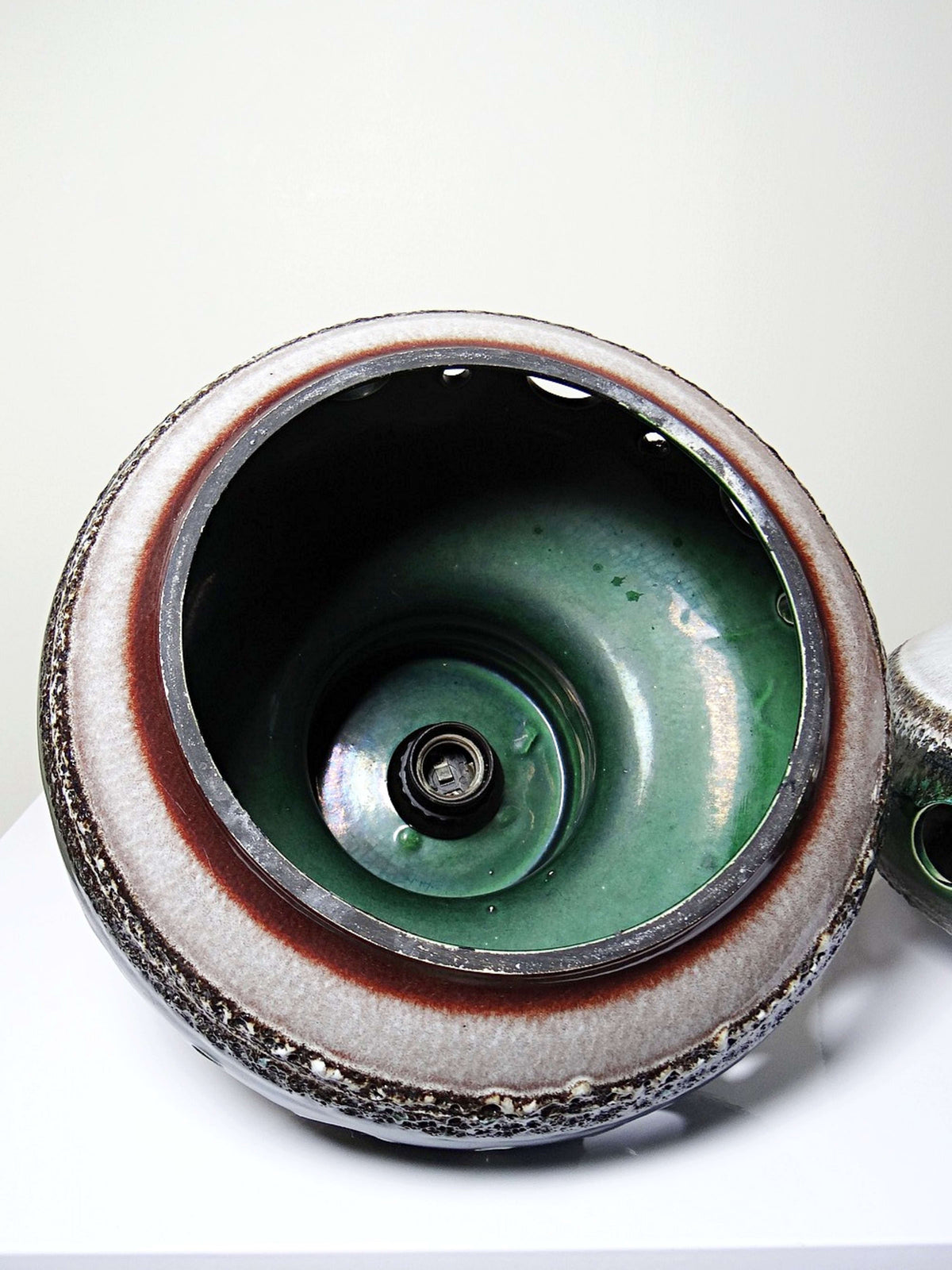 Vintage Hängeleuchte Keramik Herda, Fat-Lava-Glasur