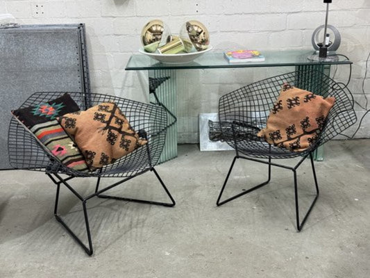 Vintage Set von 2 Diamond Chair von Harry Bertoia für Knoll International schwarz