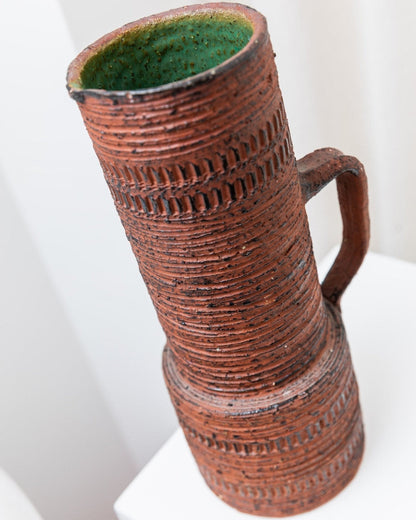 Vintage Brutalist Chamottevase von Spara Keramik rotbraun Deutschland 1960er