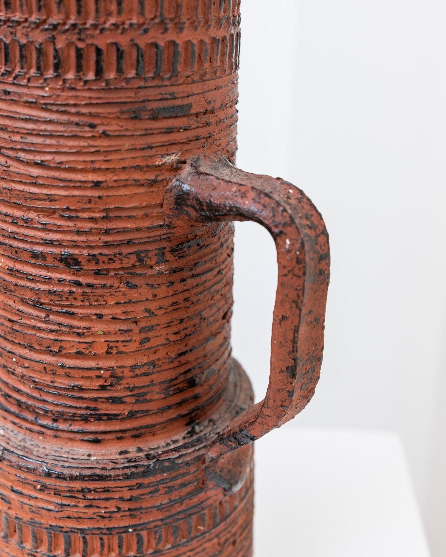 Vintage Brutalist Chamottevase von Spara Keramik rotbraun Deutschland 1960er
