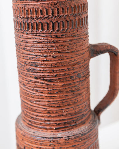 Vintage Brutalist Chamottevase von Spara Keramik rotbraun Deutschland 1960er