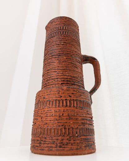 Vintage Brutalist Chamottevase von Spara Keramik rotbraun Deutschland 1960er