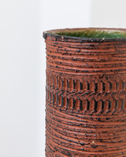 Vintage Brutalist Chamottevase von Spara Keramik rotbraun Deutschland 1960er