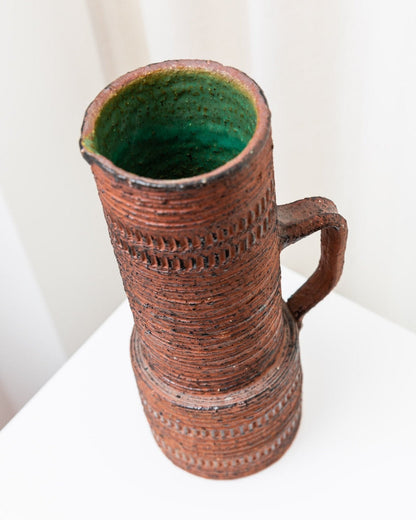 Vintage Brutalist Chamottevase von Spara Keramik rotbraun Deutschland 1960er