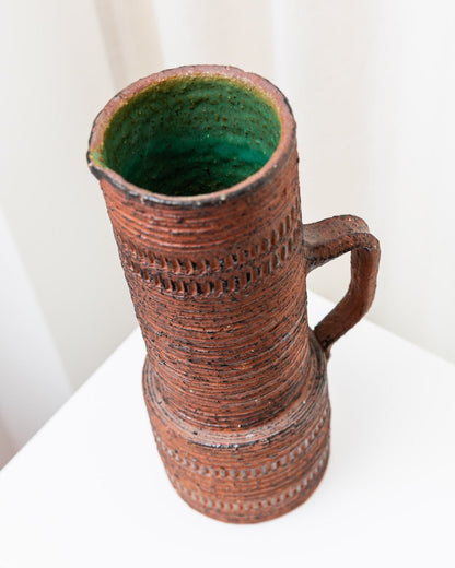 Vintage Brutalist Chamottevase von Spara Keramik rotbraun Deutschland 1960er