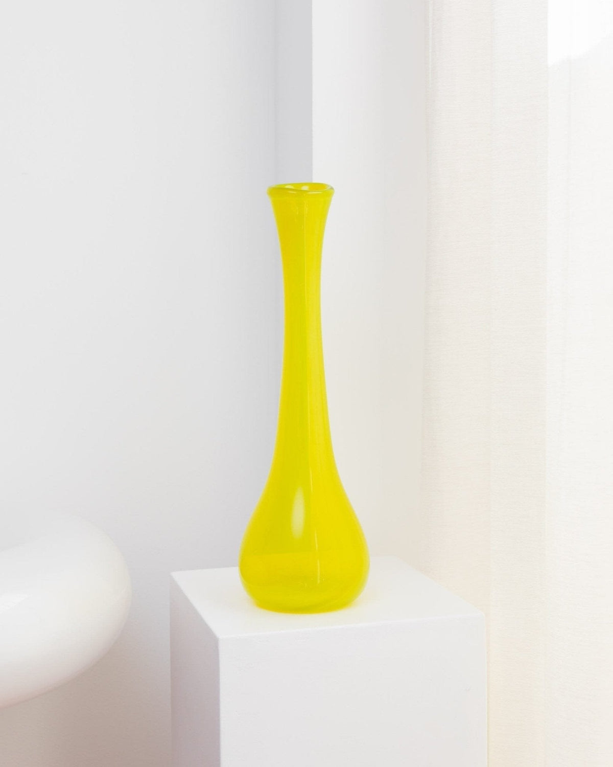 Vintage Murano Glasvase XL in Neongelb, Mid-Century