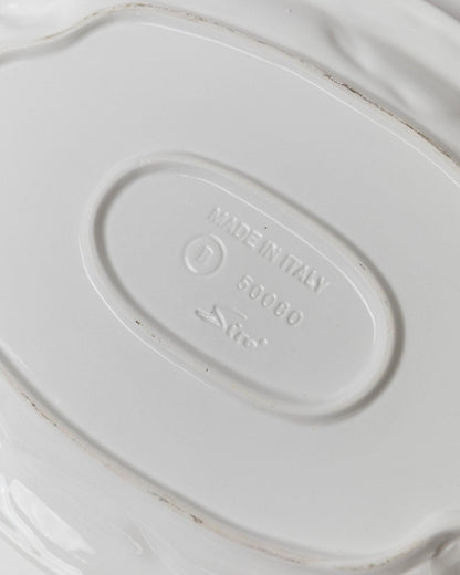 Vintage Keramikteller Meeresfrüchte Relief von Siro Italien 1980er Weiß