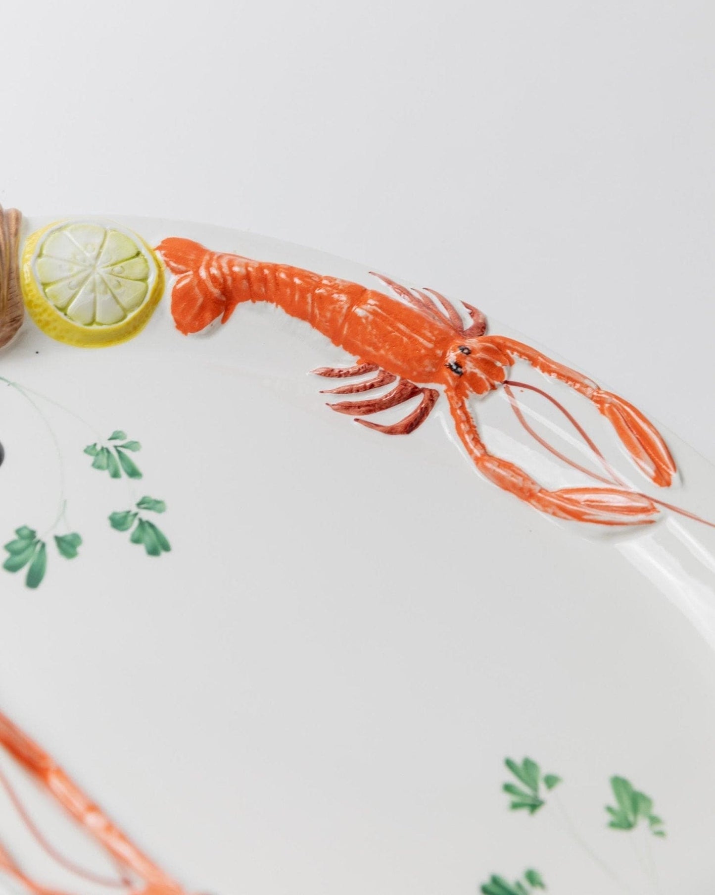 Vintage Keramikteller Meeresfrüchte Relief von Siro Italien 1980er Weiß