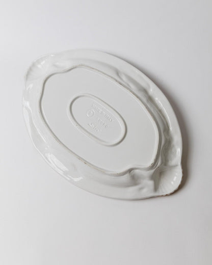 Vintage Keramikteller Meeresfrüchte Relief von Siro Italien 1980er Weiß