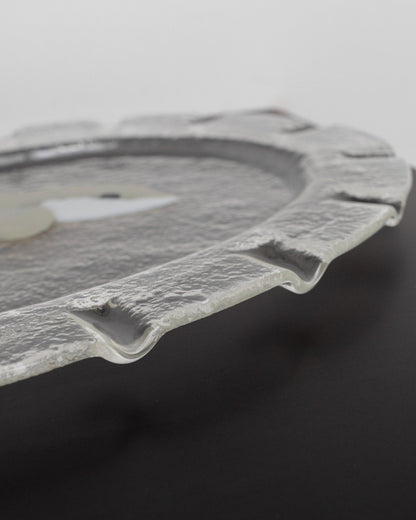 Vintage Glasschale Dolphin Murano oval von Italien 1980er, Delfin Dekor, Servierplatte