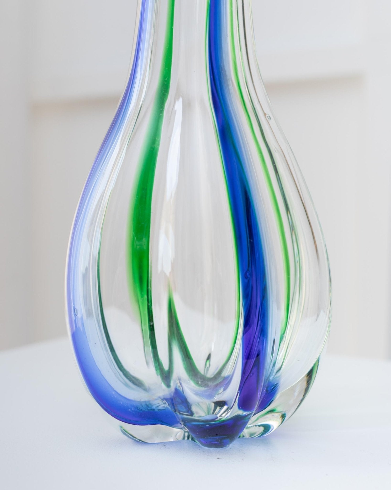Vintage Vase Archimede Seguso für Vetreria Archimede Seguso Kürbisform Murano Glas blau-grün