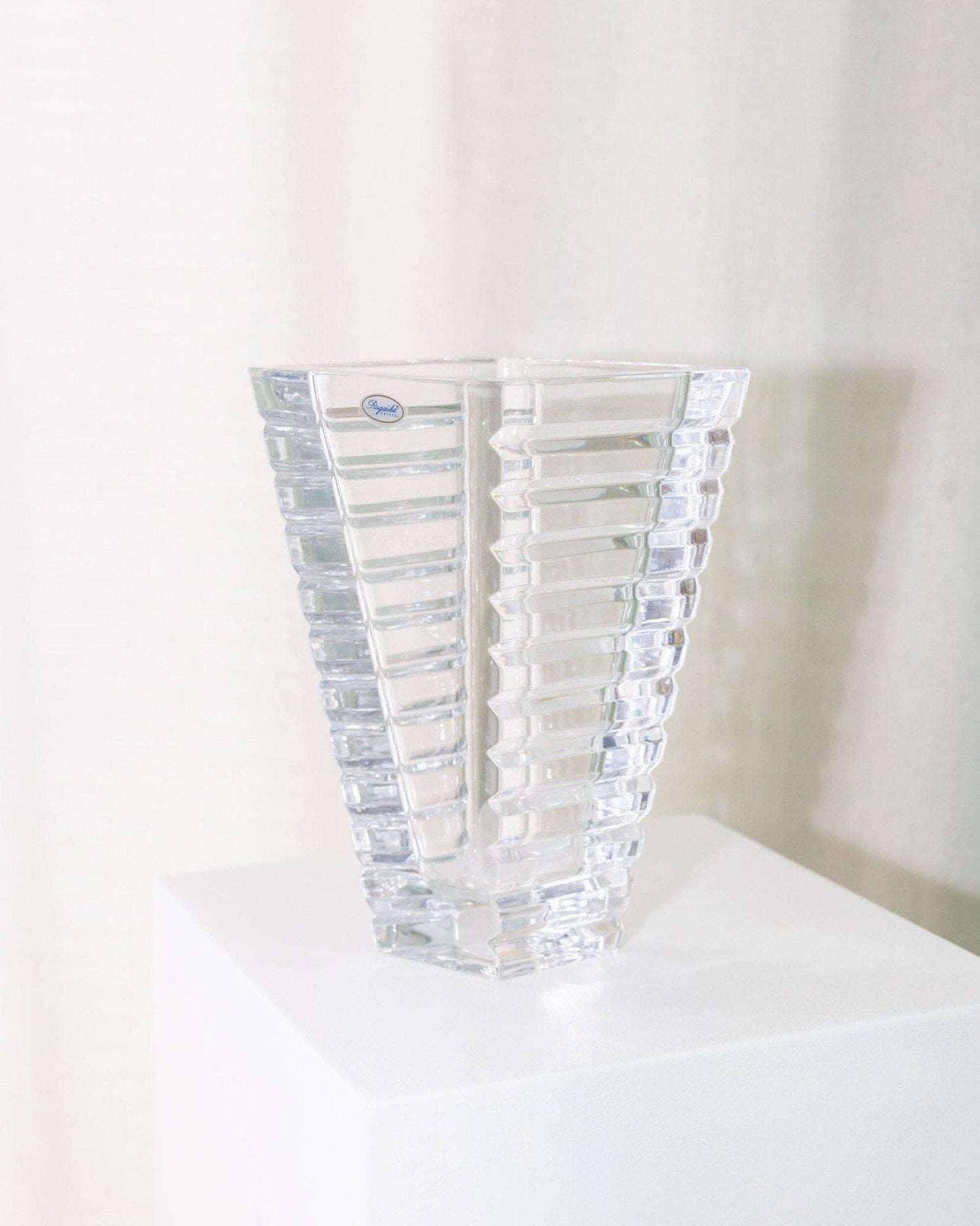 Vintage vase crystal glass Rogaska cone shape Italy 1980s