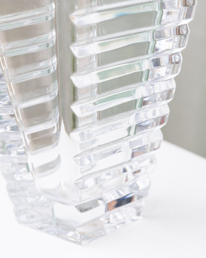 Vintage vase crystal glass Rogaska cone shape Italy 1980s