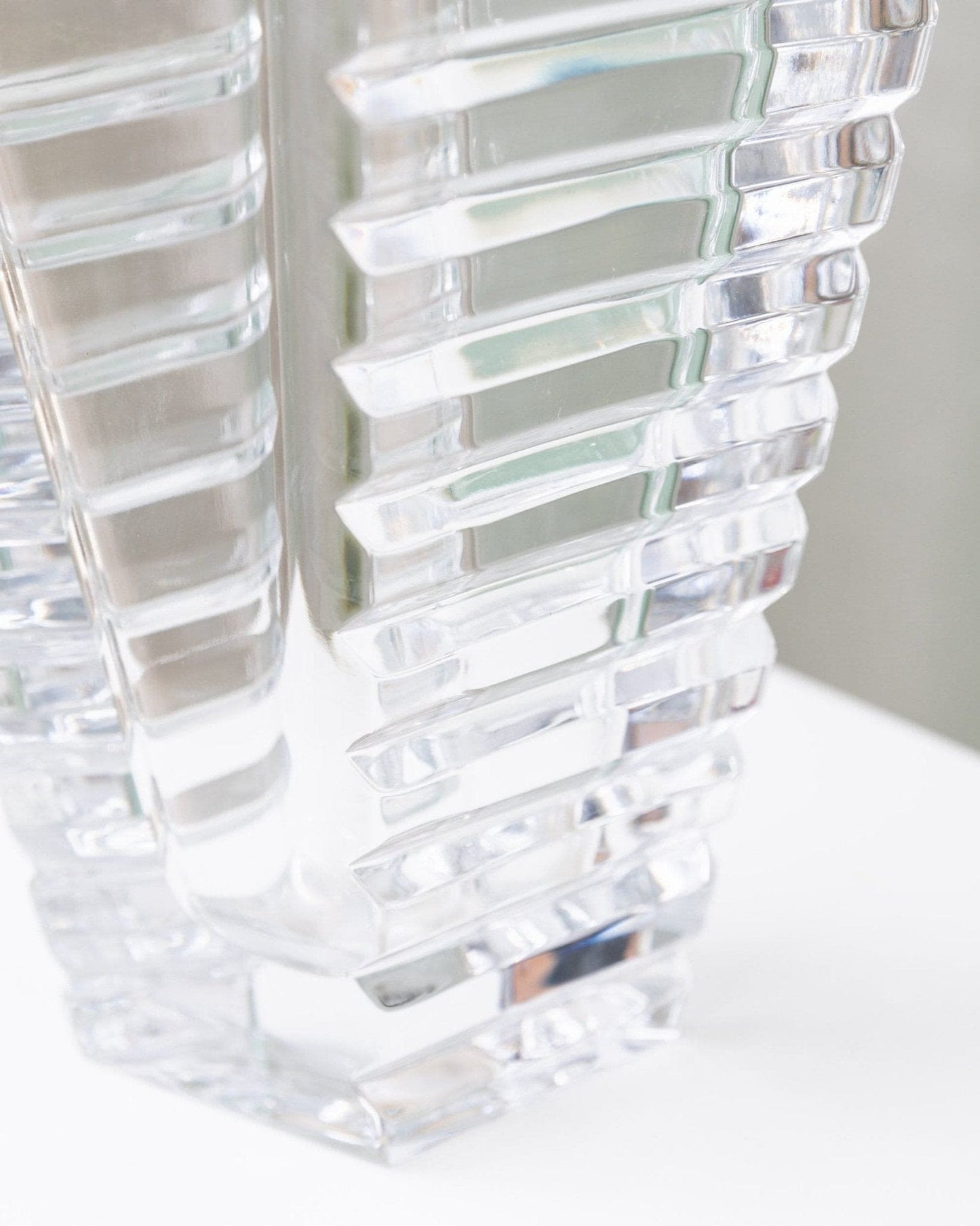 Vintage vase crystal glass Rogaska cone shape Italy 1980s