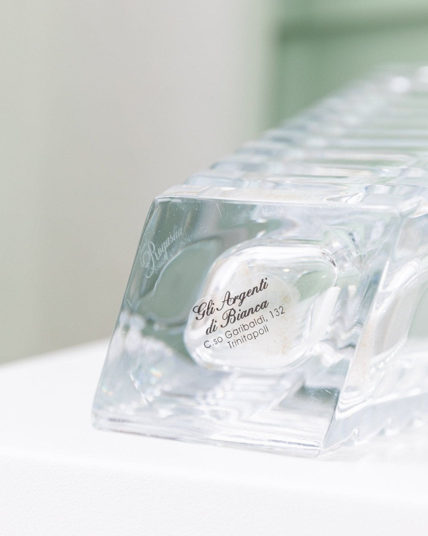 Vintage vase crystal glass Rogaska cone shape Italy 1980s