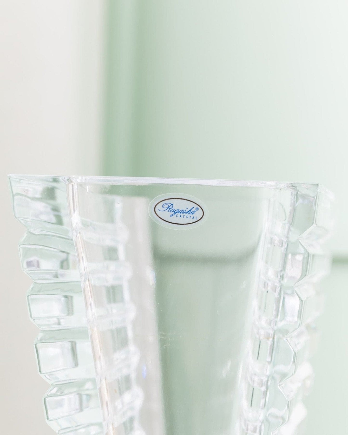 Vintage vase crystal glass Rogaska cone shape Italy 1980s