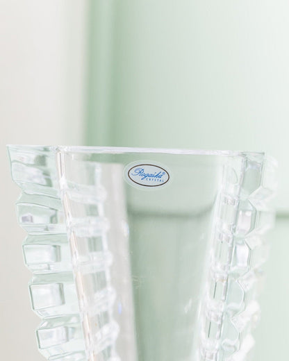 Vintage vase crystal glass Rogaska cone shape Italy 1980s