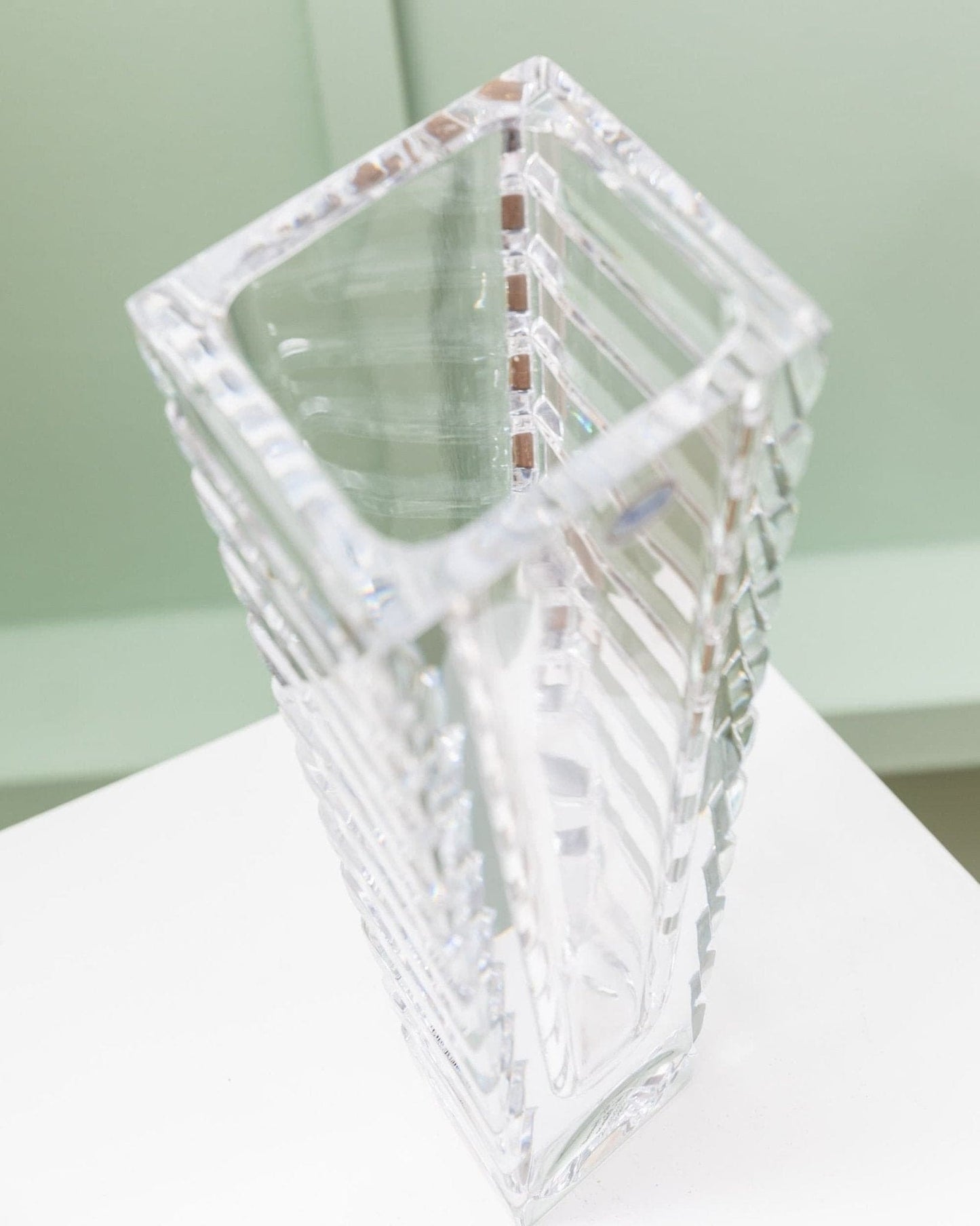 Vintage vase crystal glass Rogaska cone shape Italy 1980s