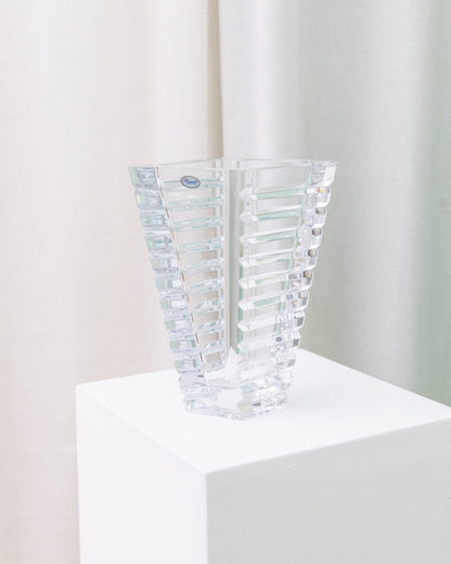 Vintage vase crystal glass Rogaska cone shape Italy 1980s