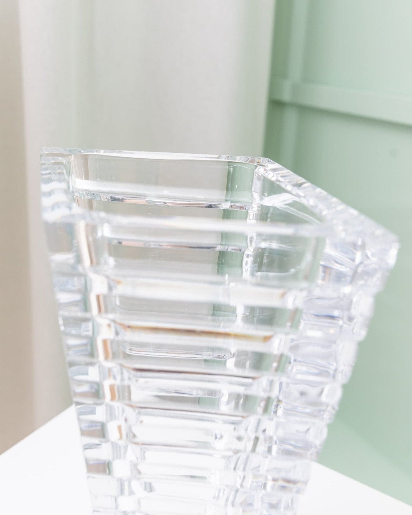 Vintage vase crystal glass Rogaska cone shape Italy 1980s