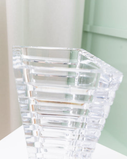 Vintage vase crystal glass Rogaska cone shape Italy 1980s