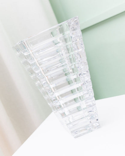 Vintage vase crystal glass Rogaska cone shape Italy 1980s