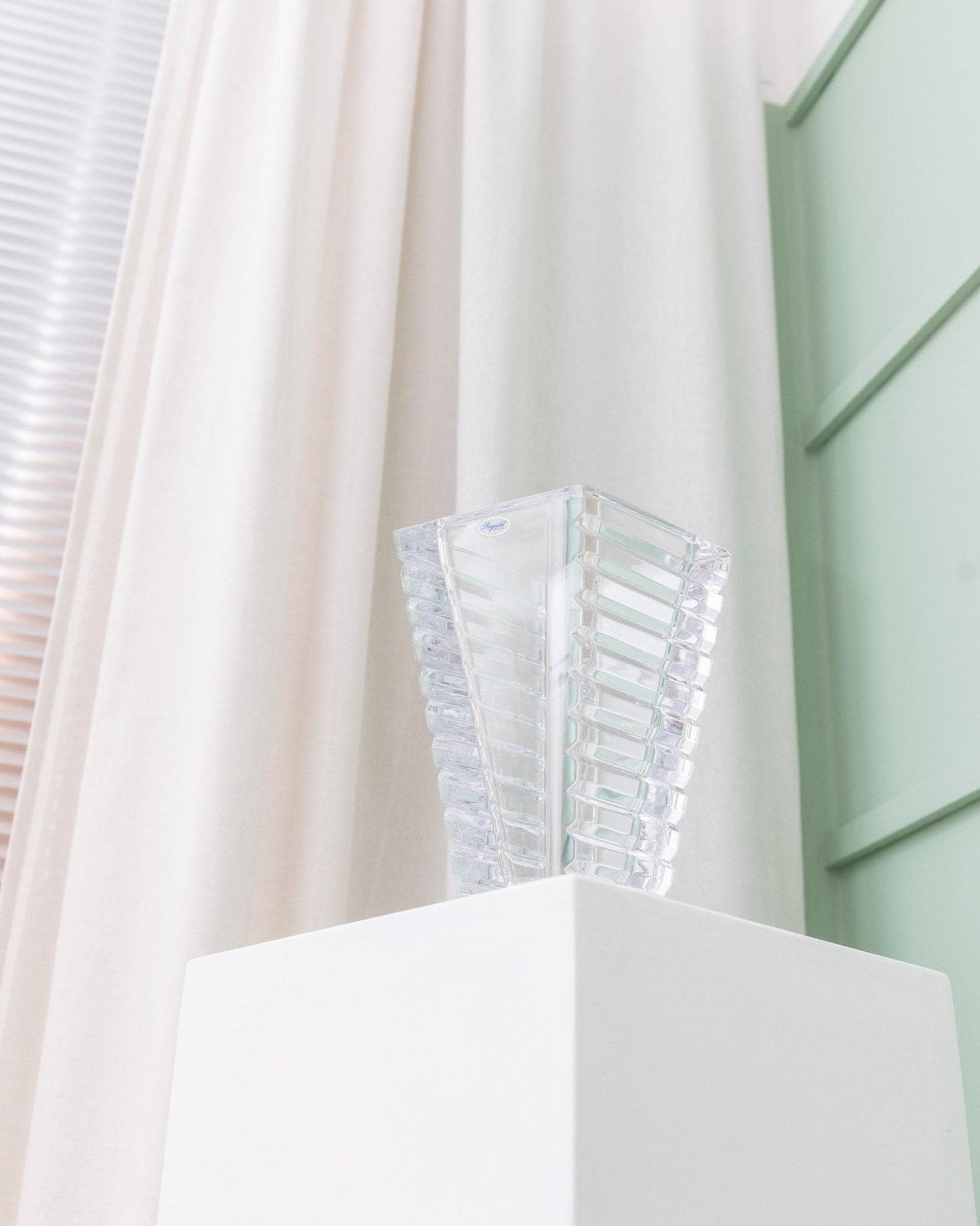 Vintage vase crystal glass Rogaska cone shape Italy 1980s