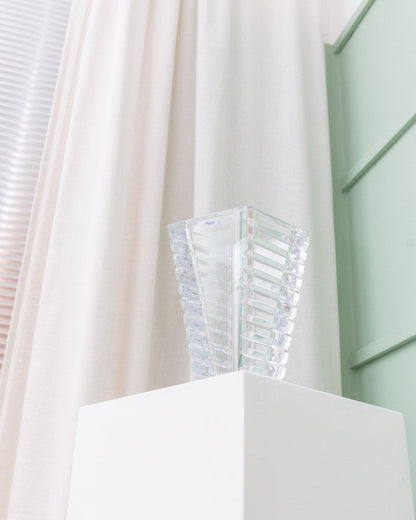 Vintage vase crystal glass Rogaska cone shape Italy 1980s