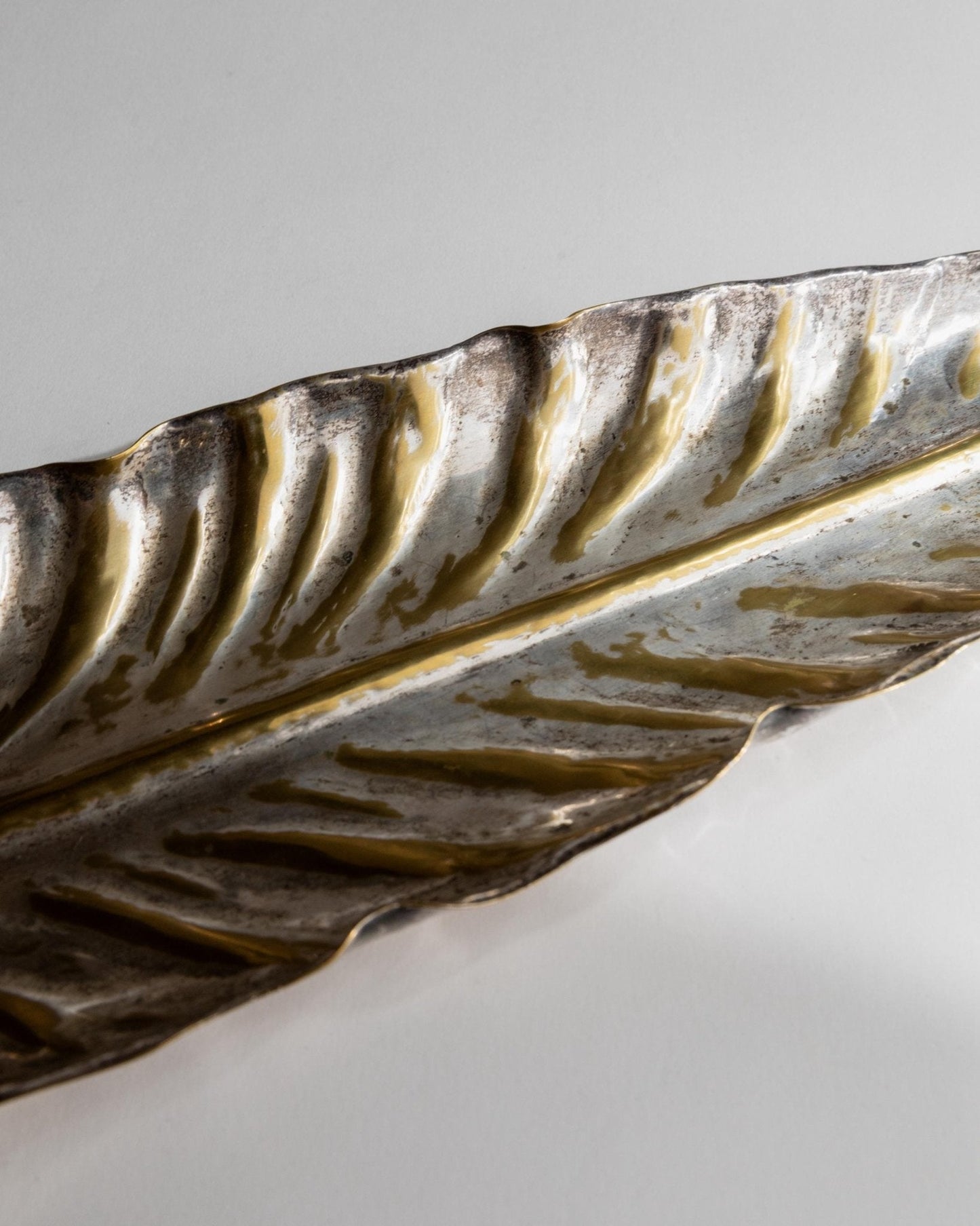 Vintage Schale Leaf Bowl versilbert mit goldenen Details