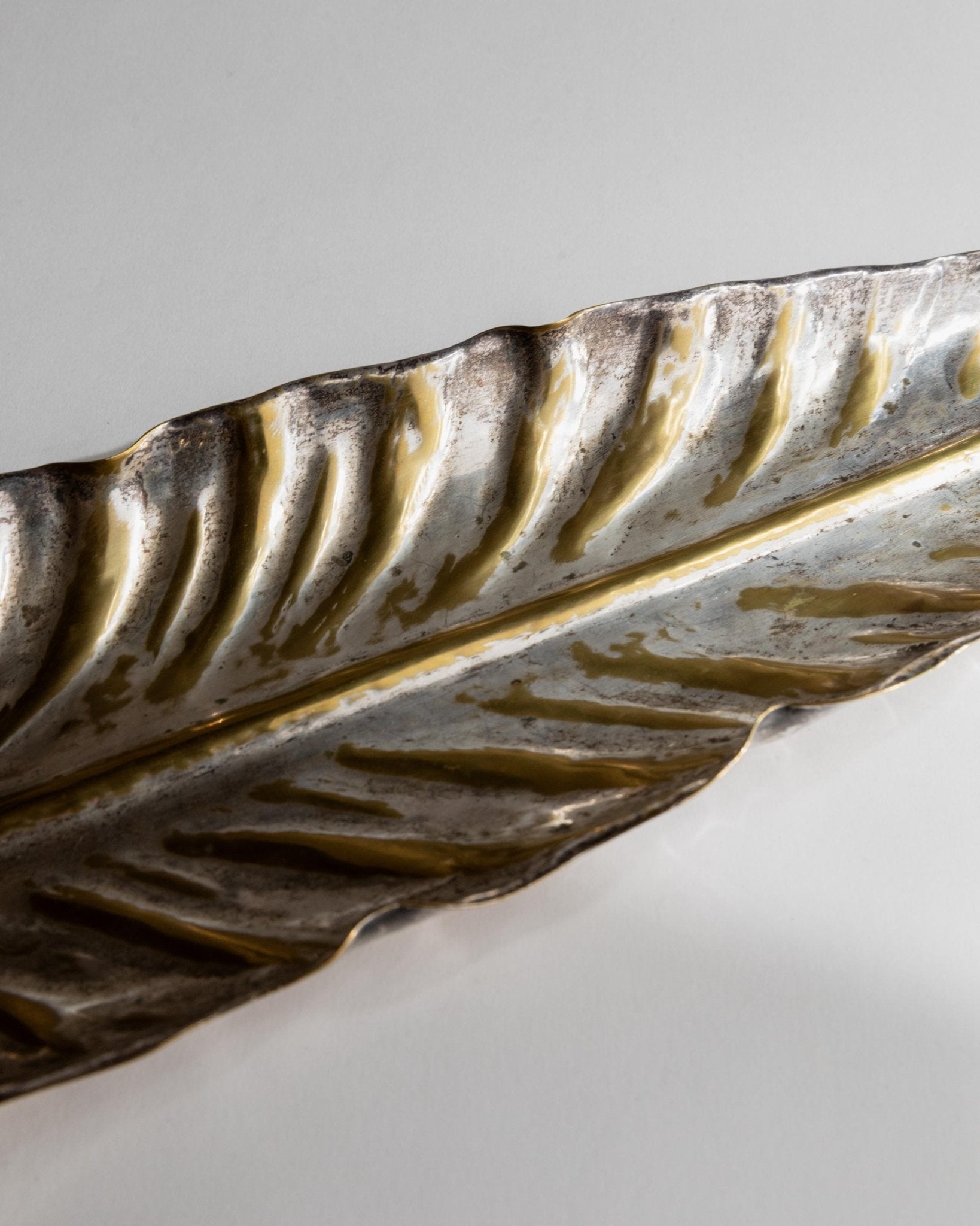 Vintage Schale Leaf Bowl versilbert mit goldenen Details