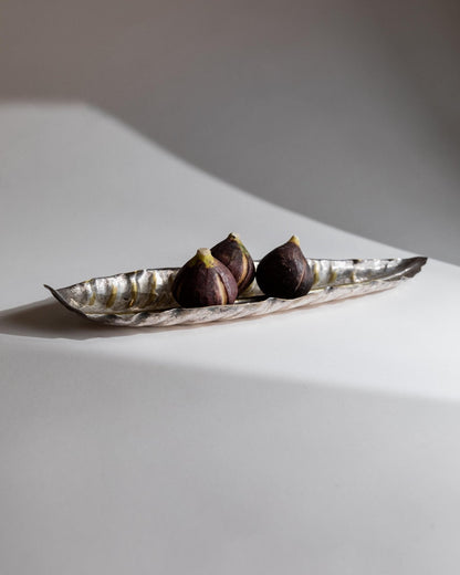 Vintage Schale Leaf Bowl versilbert mit goldenen Details