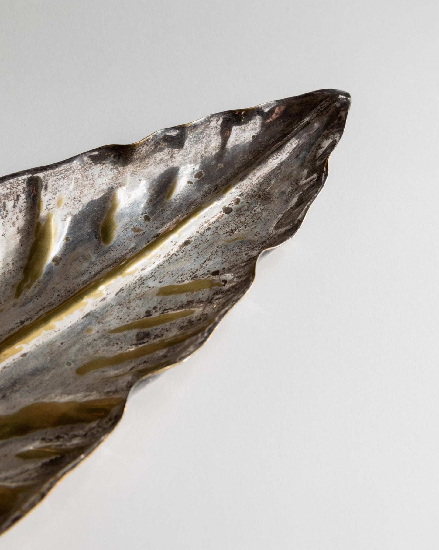 Vintage Schale Leaf Bowl versilbert mit goldenen Details