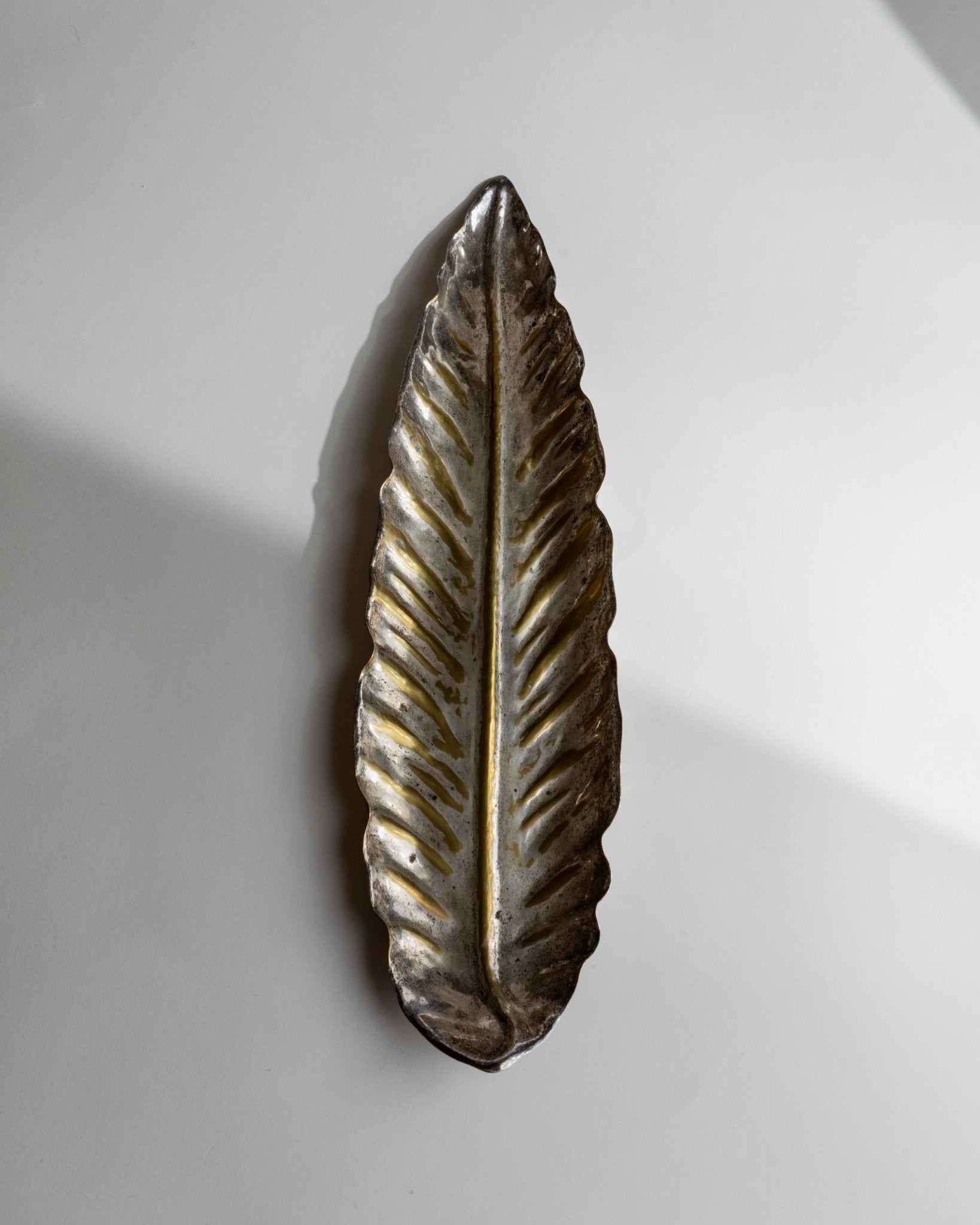 Vintage Schale Leaf Bowl versilbert mit goldenen Details
