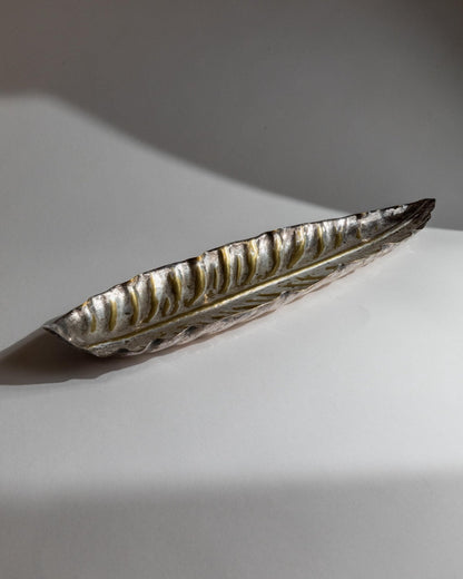 Vintage Schale Leaf Bowl versilbert mit goldenen Details