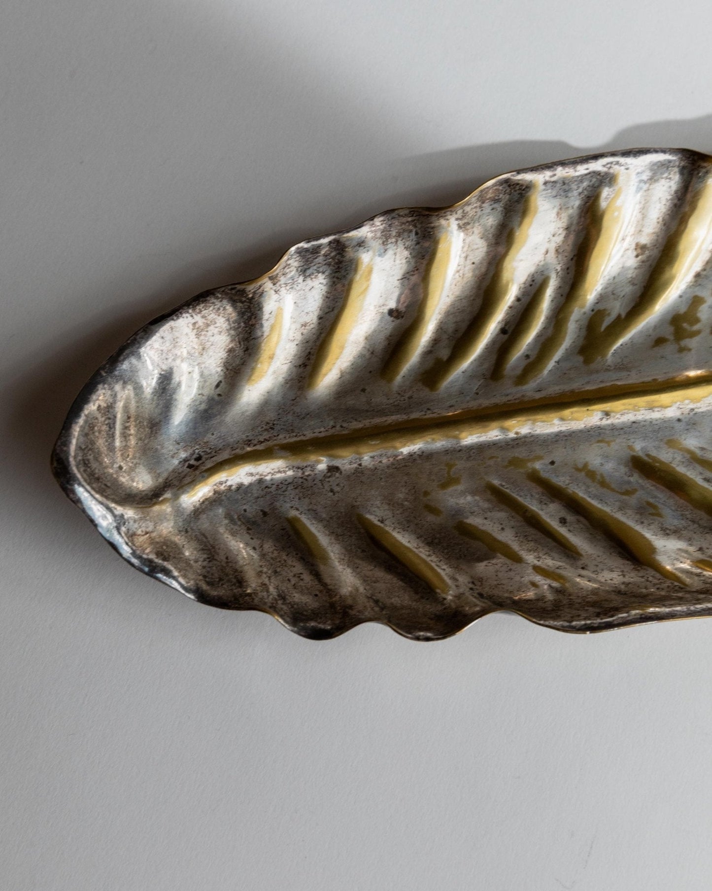 Vintage Schale Leaf Bowl versilbert mit goldenen Details