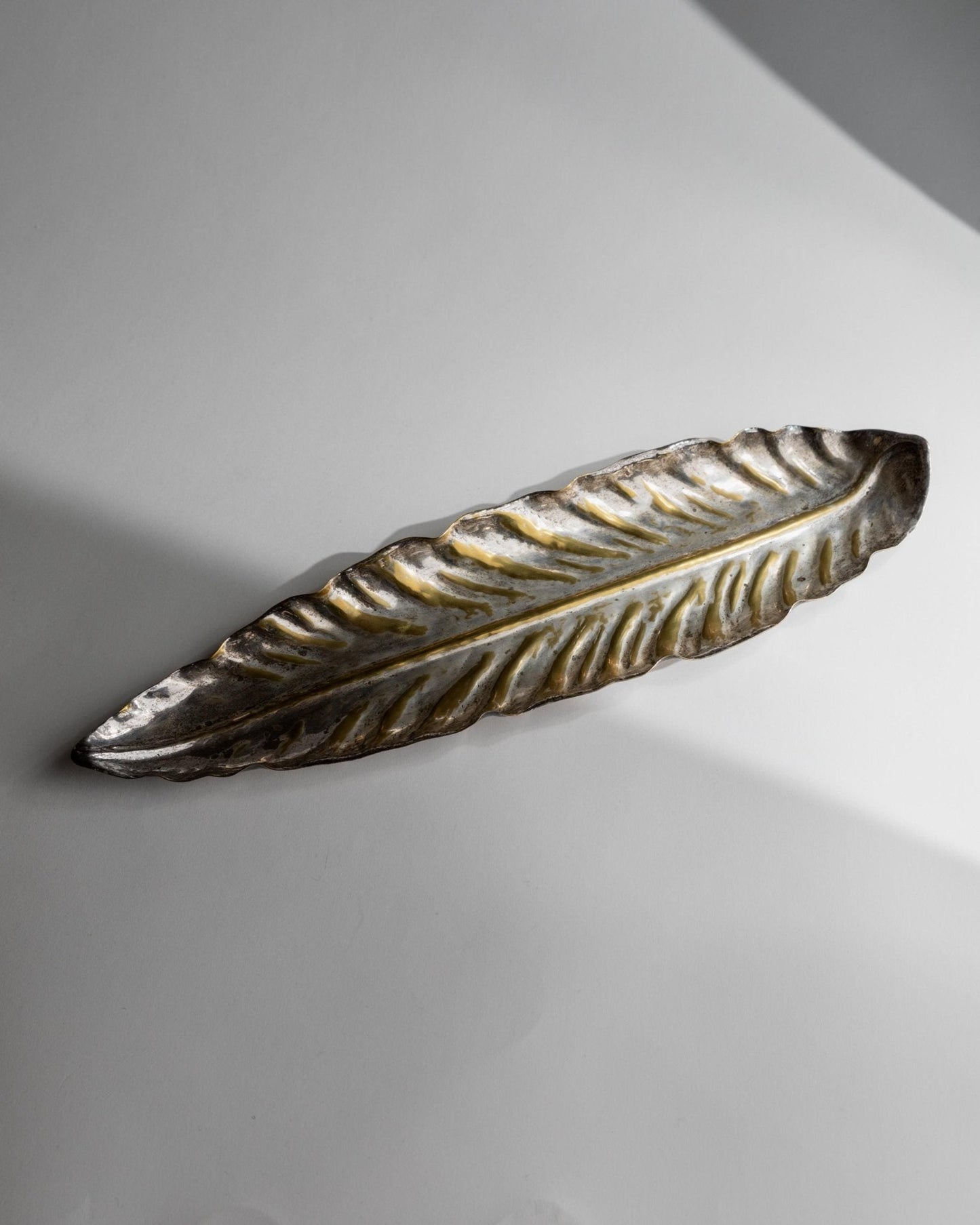 Vintage Schale Leaf Bowl versilbert mit goldenen Details